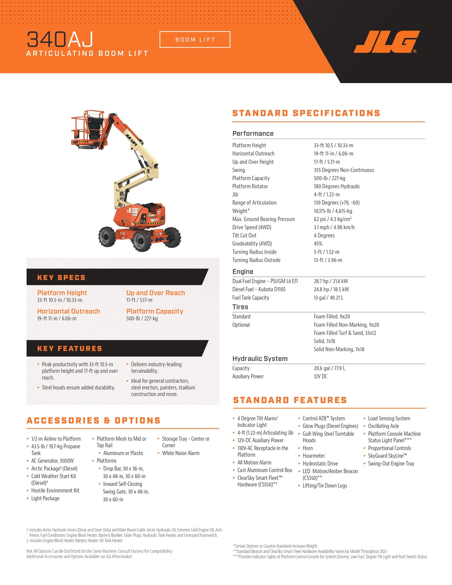 JLG Drivable, Articulating Jib Lifts (many heights available)