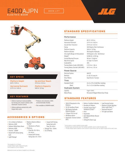 JLG Drivable, Articulating Jib Lifts (many heights available)