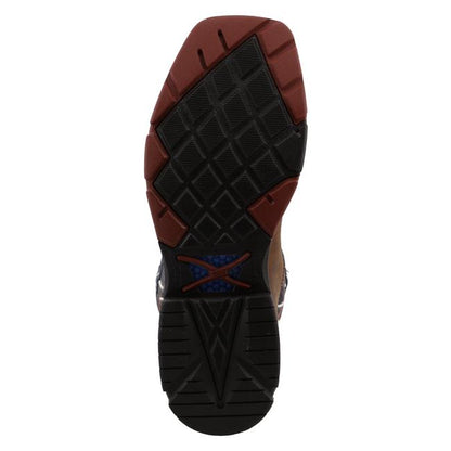 Twisted X Women's Brown and Navy with Cross Embroidery CellStretch Square Toe Work Boot