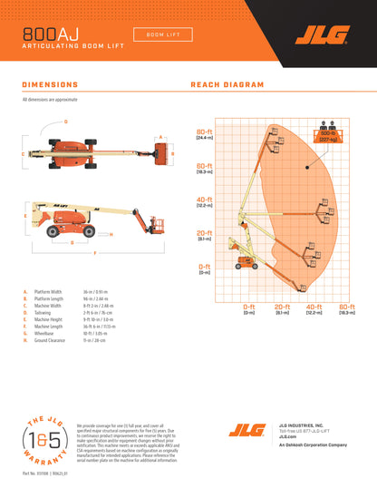 JLG Drivable, Articulating Jib Lifts (many heights available)