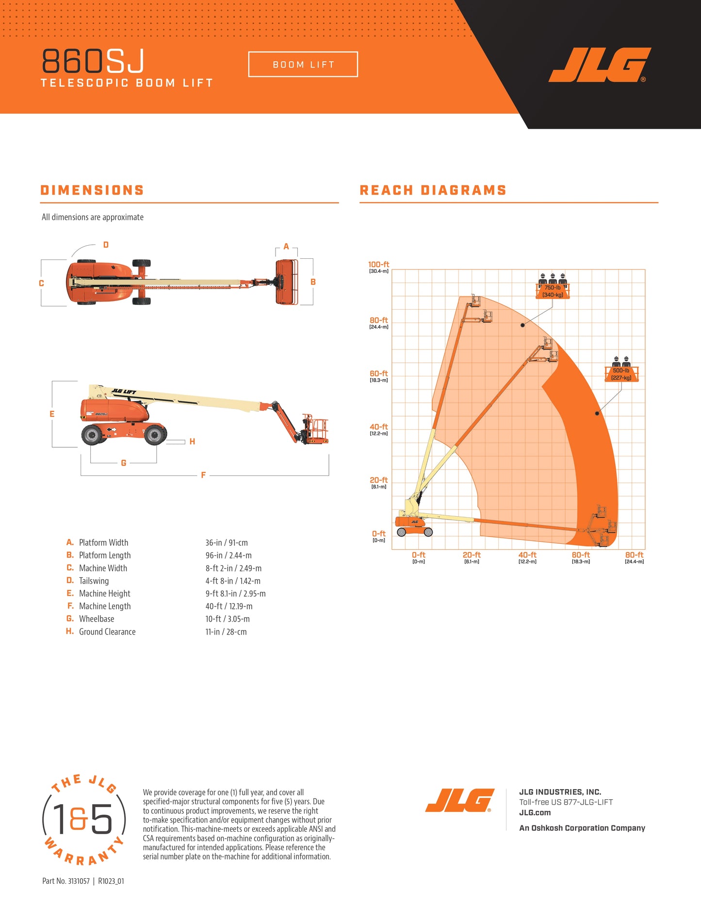 JLG Drivable, Straight Boom Lifts (many heights available)