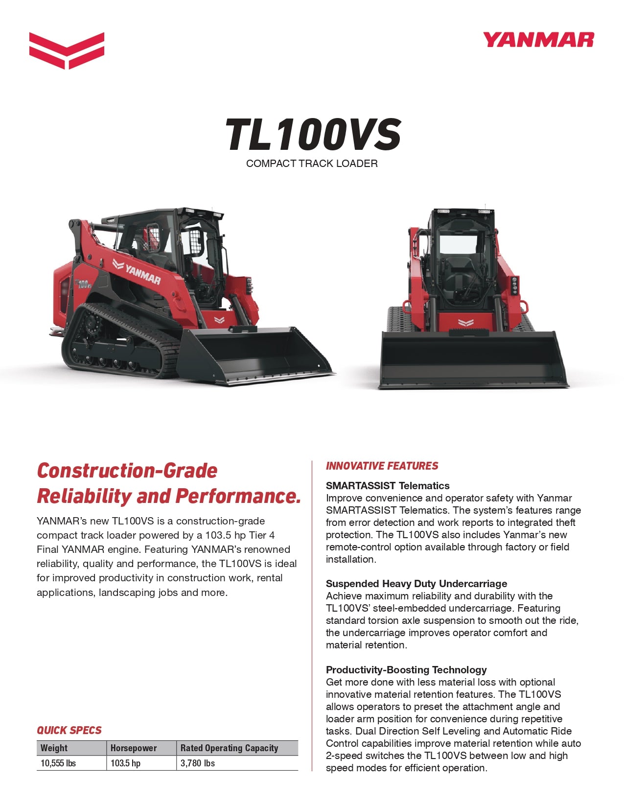 Yanmar TL100VS (NEW)